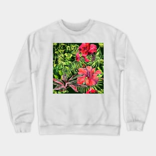 Tropical Background Watercolor tropical leaves Crewneck Sweatshirt